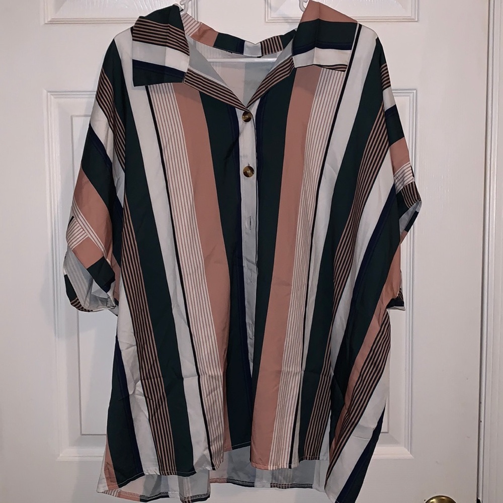 Shein Short Sleeve Button Down Top
